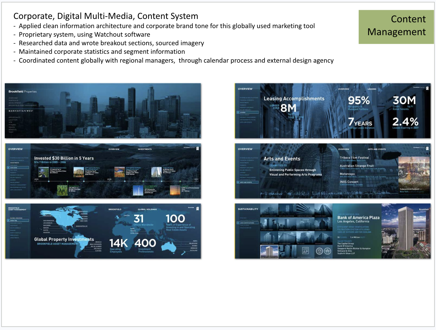 Brookfield — Corporate Multi-Media Content System