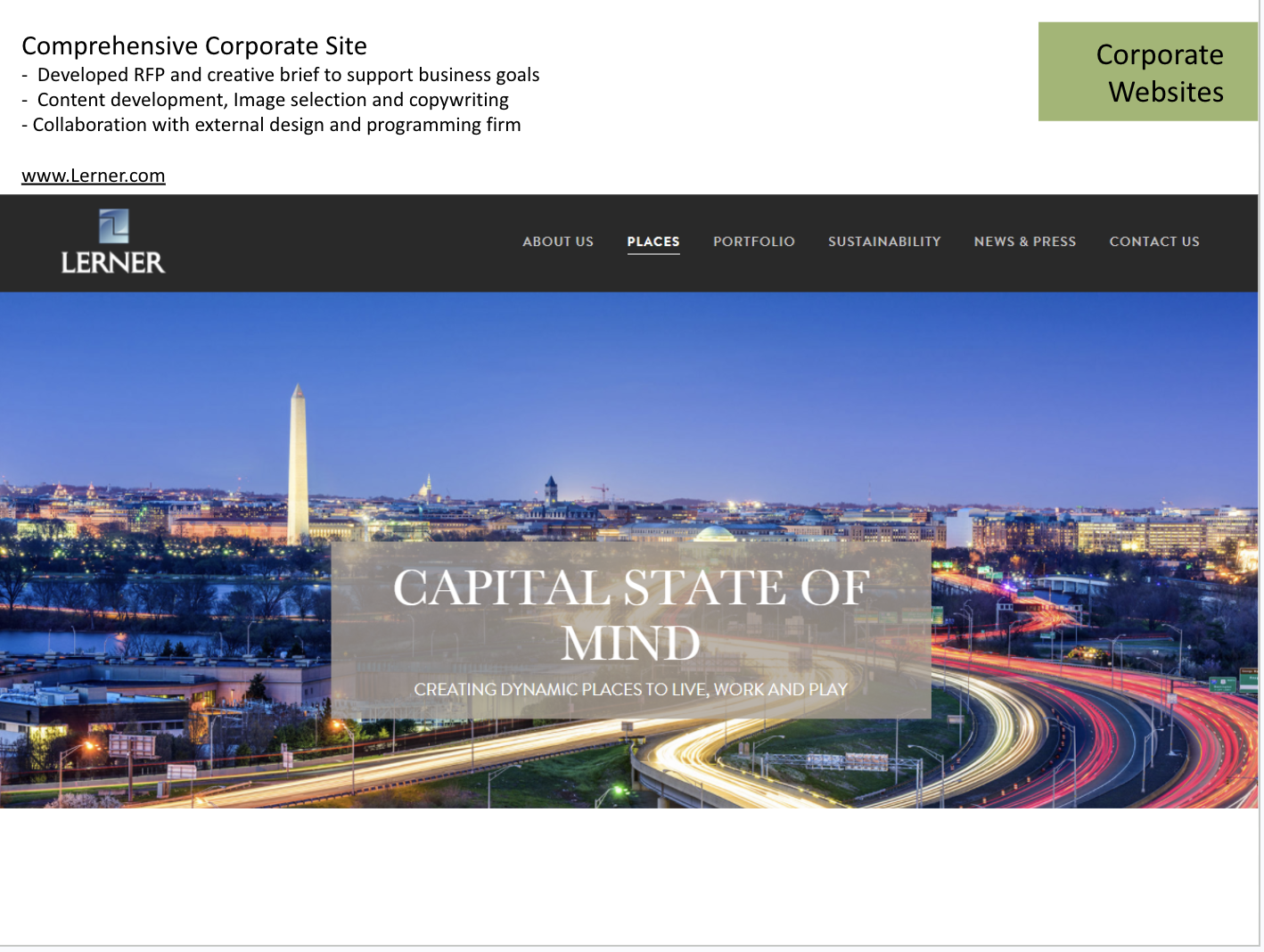 Comprehensive corporate website